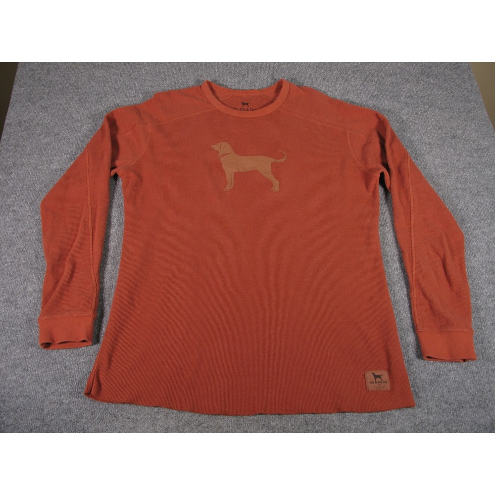 The Black Dog Mens Thermal Shirt Long Sleeve Waffle Knit Rust Logo M 2235